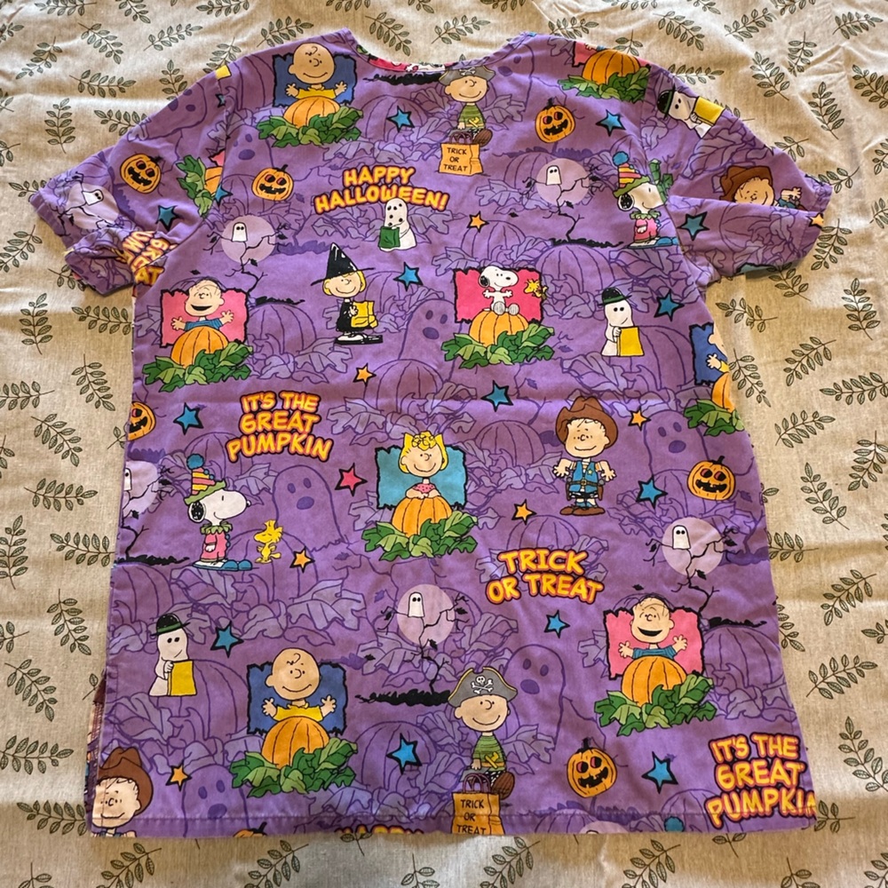 Peanuts Halloween Scrub Top